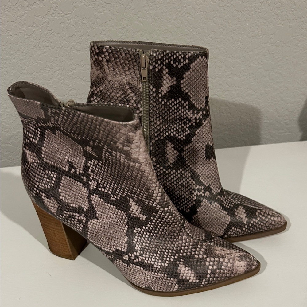 Carlos by Carlos Santana Snakeskin Heeled Boots - Gray and Brown